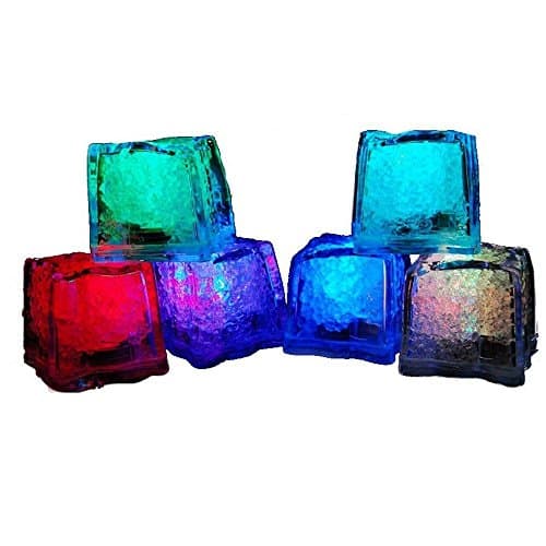Party Table Centerpieces MultiColor RAINBOW Light up LED Ice Cubes for Bar Cafe Weeding Party Decor 6 pcs
