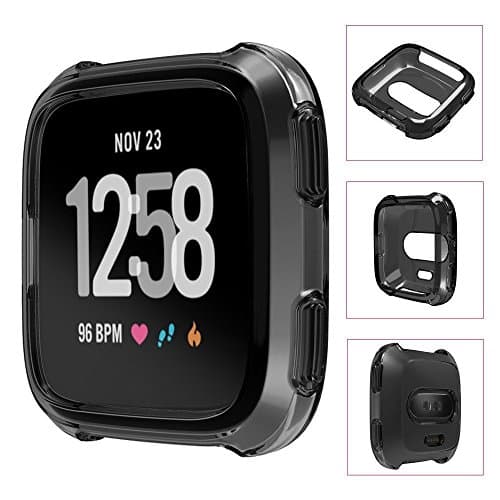YaSpark Fitbit Versa Cover Case, Luxury Soft TPU Protection Silicone Full Protective Frame Shock Resistant Case Cover for Fitbit Versa SmartWatch