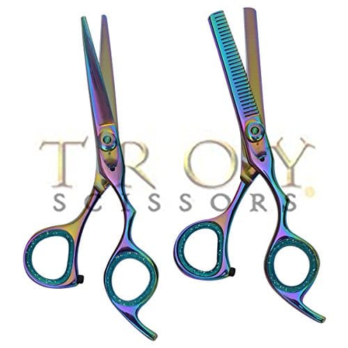 5" Professional Barber Razor Edge Titanium Coated Hair Cutting and Texturizing Shears Scissors Set+case