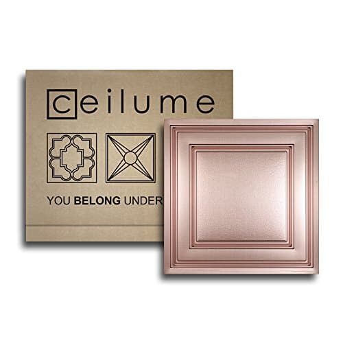 10 pc - Ceilume Stratford Ultra-Thin Feather-Light 2x2 Lay In Ceiling Tiles - For Use In 1" T-Bar Ceiling Grid - Drop Ceiling Tiles (Copper)