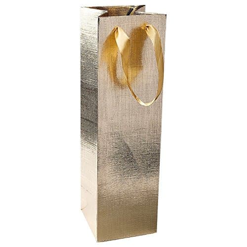 Elegant Gift Bags for Bottles, 3 Pieces, Each 36 cm x 10.5 cm x 10.5 cm, Bottle Bags, Wine Bags, Gift Bags for Wine, Prosecco, Champagne, Wedding, Anniversary, Birthday (Gold)