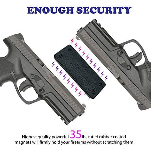 ProMag Gun Magnet Mount |2-pack Rubber Coated Magnetic Gun Holder Truck Car Holster Concealed for Handgun Rifle Pistol Revolver Magazine in Vehicle, Vault, Bed, Bedside, Desk with 35 lb Rating