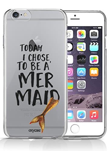 iPhone 6 6S Case Today I Chose To Be A Mermaid Quote Fantasy Fairy Transparent Unique Design Pattern Cover For iPhone 6S also fits iPhone 6 By Oxycase
