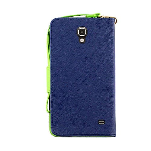 NEX 2-Tone Wallet Case for Samsung Galaxy Mega 2/G7508Q - Non-Retail Packaging - Blue/Neon Green