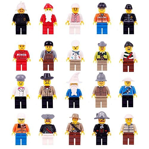 Minifigures Set - 20 Mini Figures Set of Professions Includes Building Bricks Community People from Different Industries Complete