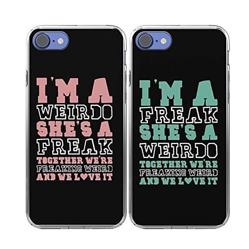 iPhone 8 Case -TTOTT 2x Floral BFF CASE Weirdo Freak Black Matching Best Friends Ultra-Slim Silicone Bumper Cover Case for iPhone 8 Case 4.7"