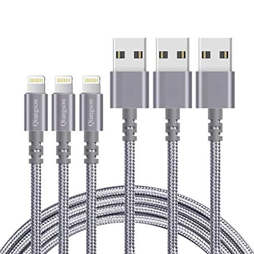 Qiangson Gray-02 Nylon Braided 3 Pack 6 ft. Charging Cable Cord to USB Cable Charger Compatible iPhone iPad More, Grey