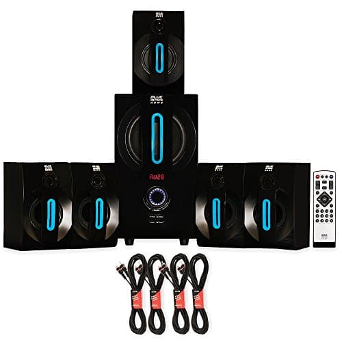 Blue Octave B52 Home Theater Powered 5.1 Bluetooth Speaker System with FM and 4 Extension Cables