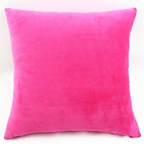 Lydealife（TM）Cotton Super Soft Short Plush Pure Solid Color Decorative Throw Pillow Cover Pillow Case Pillowcase Cushion 18" X 18" LD099 (Pink)