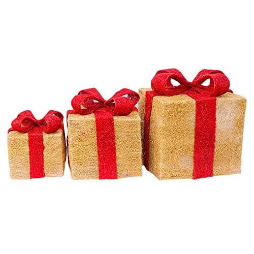 3pcs Set Christmas LED Decoration Gift Box Light Up LED Christmas Parcels Gift Box Christmas Decorations