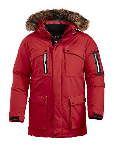 Expedition Parka. Extra Heavy Wind/Waterproof Cold Weather Parka Jacket, Removable Hood, Unisex, XXS-3XL (3XL, Red)