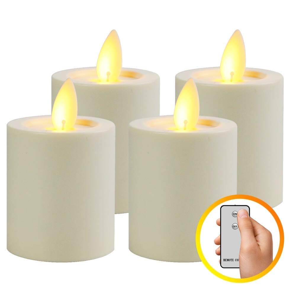 Flameless Flickering Tea Light Candles Ivory 2.1" with Remote Control and Timer, Battery Operated Tealight Candles, Fake LED Votive Candles bulk, 4 PACK