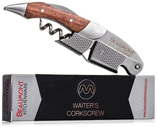 Top Rated Waiter's Corkscrew | Multi-function 3-in-1 Corkscrew, Bottle Opener, Foil Cutter | Efficient Double-Hinge | Steel Reinforced Worm | Sharp Serrated Foil Cutter | Premium Rosewood