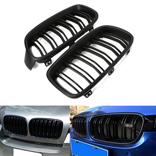 YDZN 1Pair Matte Black Front Air Intake Grille Cover Kidney For BMW 3-Series F30 F31 F35 2012-2016 (Matte Black)