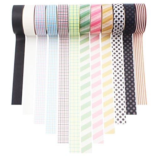Washi Tape Set 12 Rolls Masking Decorative Tapes for DIY Scrapbooking Crafts Wrapping