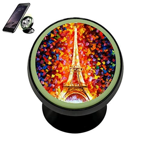Eiffel Tower 3D Printing Magnetic Phone Car Mount Holder for iPhone 360 Rotation Noctilucent Function,Black