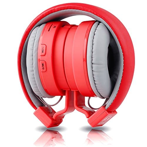 WESONICS Bluetooth Headphones Over Ear Foldable Stereo Wireless Headset with Built-in Mic for PC/Cell Phones (Red)