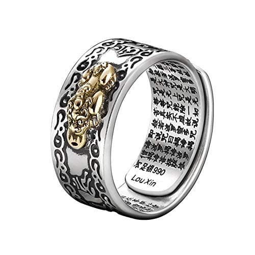 Pixiu Charms Open Ring Feng Shui Amulet Wealth Adjustable Ring Buddhist Jewelry Gifts