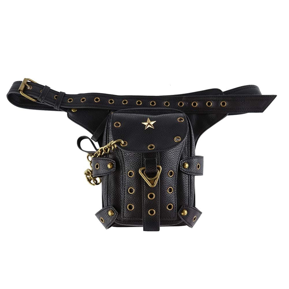 ChikencallGothic Steampunk Waist Bag, Halloween Multi-functional Drop Leg Bag Pack Hip Belt Fanny Messenger Bag