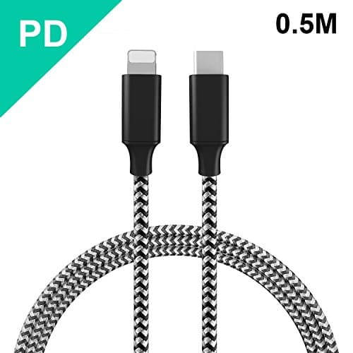 USB C to Lightning Cable 1.6FT/0.5M, QGhappy Power Delivery(PD) Type C to Lightning Quick Charging Cord for iPhone X, iPhone 8, 8 Plus(Not Support IOS 11.3)