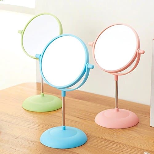 MegaUniversal - Single Unit 6-inch Tabletop Cute Swivel Vanity Makeup Mirror, Polycarbonate finish [Japanese Style] (Blue)