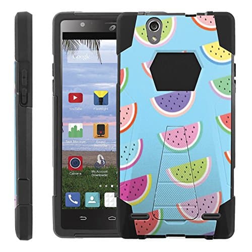Color Watermalon [Advance] Rugged [Duel Layer] Hybrid Hard Soft rubber Protective Case [Heavy Duty] Cover drops and impacts for ZTE Lever Z936L