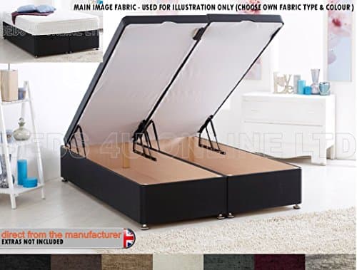 Designer Beeds LUXURY Fabric Chenille OTTOMAN Divan END LIFT Storage Bed Base 3ft Single, 4ft6 Double, 5ft King (6 ft SUPER KING, Coffee)