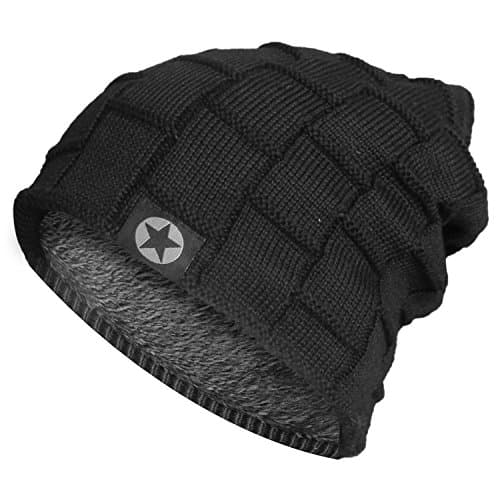Millton Winter Knit Wool Warm Hat Thick Soft Stretch Slouchy Beanie Skully Cap (Black)