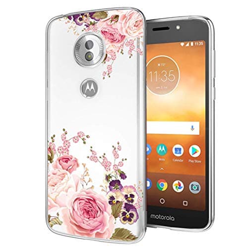 Moto E5 Play Case, Moto E5 Cruise Phone Case with Flowers, Sophmy Slim Shockproof Clear Floral Pattern Soft Flexible TPU Back Phone Cover for Motorola Moto E5 Play (Rose Flower)