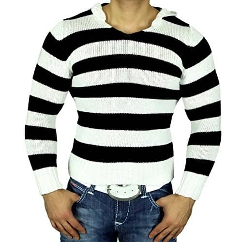 Tazzio T700 Chunky Knit Jumper Black/White