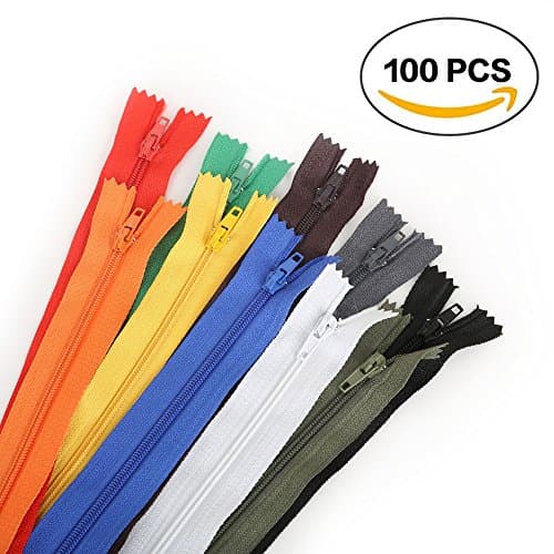 9 Inch Nylon Coil Zippers Bulk Tailor Tools for Sewing Crafts Assorted Colors 100 Pcs