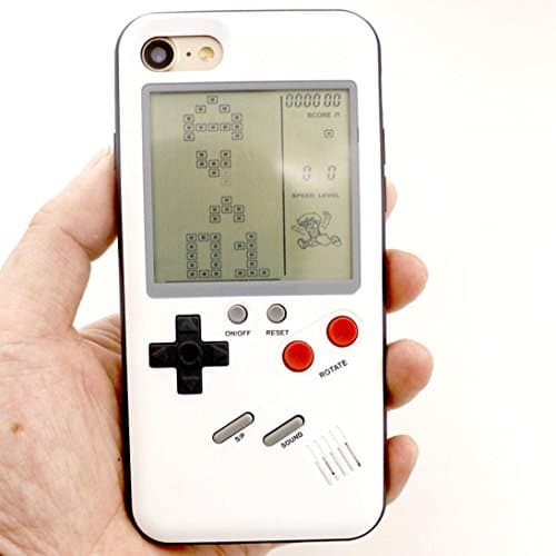 Game Phone Case, Ultra Slim Protective Playable Phone Cover Drop-proof Bump-Proof 3d with Back Screen Tetris Games Systerm For iPhone 7Plus/8Plus White