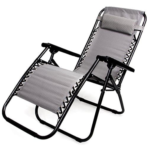 Zero Gravity Outdoor Folding Lounge Chair with Pillow, Gray