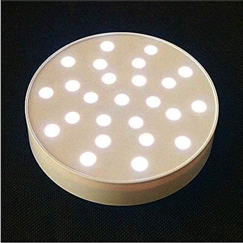 LACGO 6 Inches Led Light Base - Round Display Lights Stand LED Pedestal Plate Base for Light Up Effiel Tower Vase Acrylic Crystal Glass Art Centerpieces - Charging USB or Battery Operated