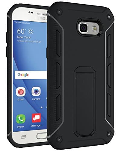 Galaxy J3 Emerge Case,J3 2017 Case , VVIA Shockproof Polycarbonate &amp; Rugged TPU Hybrid Armour Protective Case,High Impact Defender Bumper Case With Kickstand for Samsung Galaxy J3 2017 (Black)