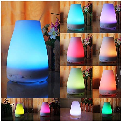 Konliking 100ml Essential Oil Diffuser, Ultrasonic Aroma Oil Diffuser, Cool Mist Air Humidifier with 7 Color LED Lights Changing &amp; Timer Settings, Waterless Auto Shut-off, Portable for Home and Travel