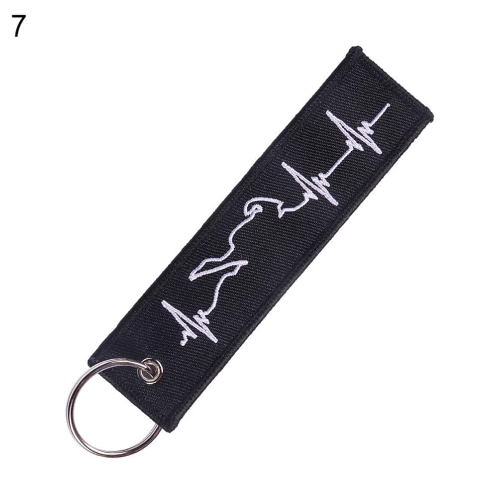 SWIDUUK Follow Me Pull to Eject Embroidery Tag Car Keychain Key Ring Holder Wallet Bag Handbag Phone Ornament Penadant Gift
