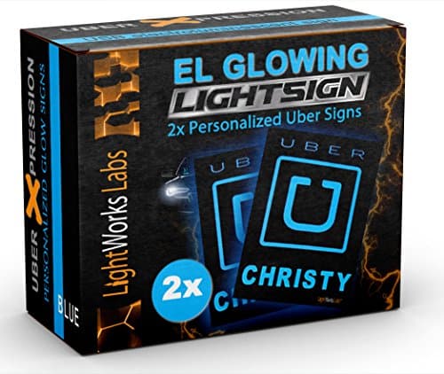 Personalized Uber Light Signs - Illuminated Glowing Blue Trade-Dress Decals for Rideshare Drivers (Package of 2)