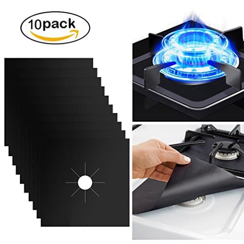 10 Pack Gas Stove Burner Covers - Reusable Gas range protectors Non-stick Stovetop Burner Liners for Kitchen/Cooking, 0.2 mm Double Thickness, Cuttable, Dishwasher Safe, Easy to Clean (10.6" x 10.6")