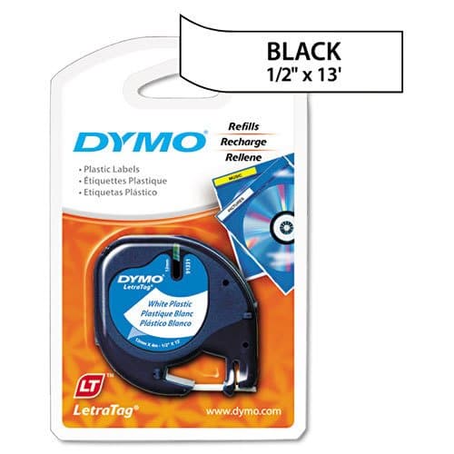 Genuine DYMO Black on White Polyester LetraTAG Tape Label for Dymo LetraTag Plus LT100T Label Maker