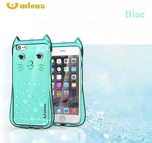 Superhot@ Iphone 6/6s Wlons cat case 3D TPU and lanyard luxury design thin clear blue