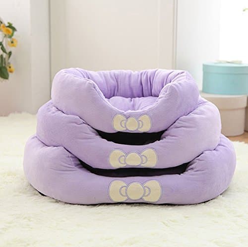 Zonepets Soft Candy colors Small / Medium Pet Cat Dog Bow Round Beds House (M, Purple)