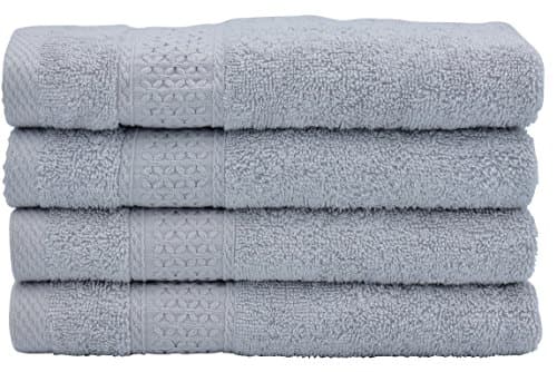 GraceAier Soft Comfortable Cotton Hand Towels Set (4-Pack, 13 x 29 Inches) - 100% Cotton, Multipurpose Use for Bath, Face, Gym, Spa, Family (HAND 4PK, Light gray)