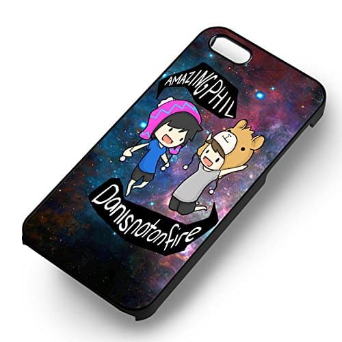 Elegant Dan And Phil Cartoon for iPhone 5 or iPhone 5S or iPhone 5SE Case (Black Hardplastic Case)