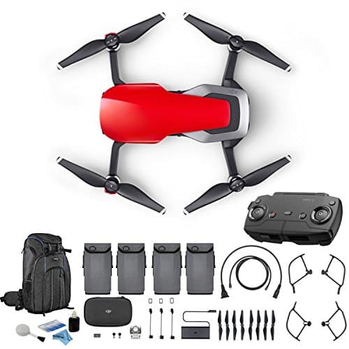 DJI Mavic Air Travel Bundle - Flame Red - Includes 3 Spare DJI Intelligent Flight Batteries (4 Total) + Travel Drone Backpack + eDigitalUSA Cleaning Kit