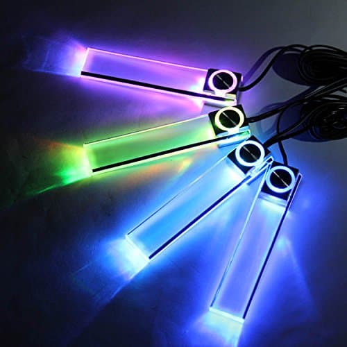 Westspark Car Interior Lights RGB, Under Dash LED 12V RGB Colorful Floor Strip Lights Decorative Atmosphere Ambient Lighting Kits, Car Charger Included