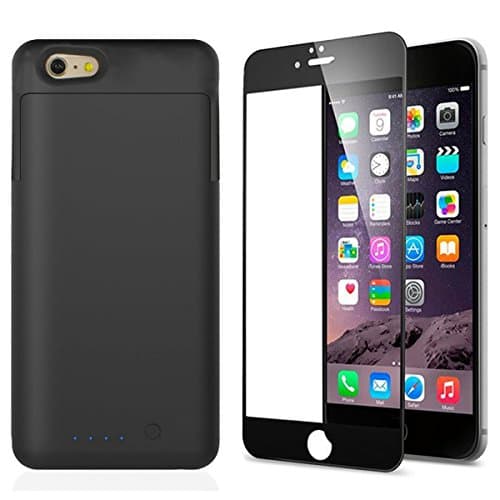 iPhone 6 6S Battery Case with 3200mAh Capacity [Apple MFI Certifiedwith] and 3D Curved Full Cover Tempered Glass Screen Protector 0.33mm [3D Touch Compatible] for iPhone 6 / iPhone 6S (4.7 inch)