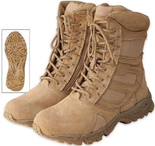 Tactical Boots Desert Tan Light Weight Side Zipper Deployment Boots
