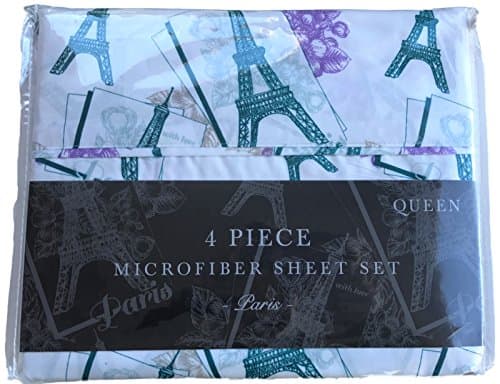 Paris Eiffel Tower 4 Piece Queen Microfiber Sheet Set