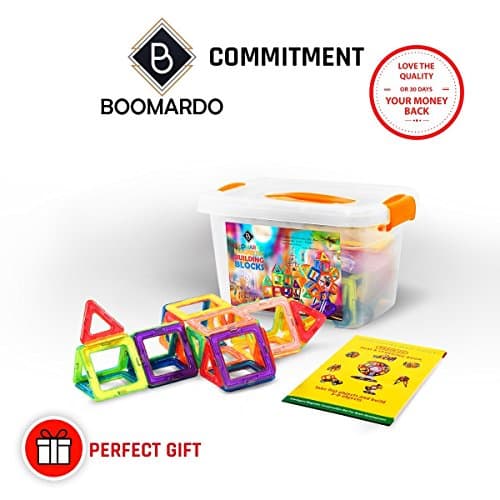 BOOMARDO 108 Pieces Creative Magnetic Building Blocks Set for Boys Girls Magnetic Tiles Stacking Blocks Preschool Educational Construction Kit Magnet Intelligent Toys for Toddlers Kids Children